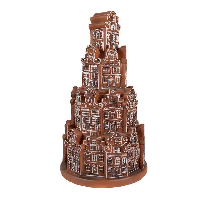 Clayre & Eef Gingerbread house with LED Ø 18x33 cm Brown Plastic