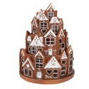 Clayre & Eef Gingerbread house with LED Ø 21x26 cm Brown Plastic