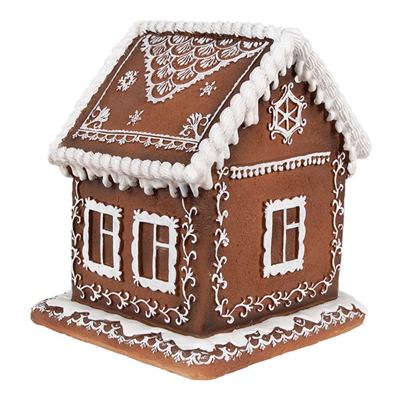 Clayre & Eef Gingerbread house met LED 13x13x15 cm Bruin Kunststof