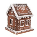 Clayre & Eef Gingerbread house met LED 13x13x15 cm Bruin Kunststof