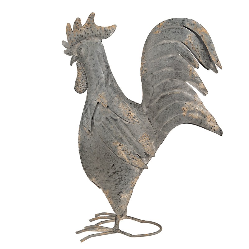 Clayre & Eef Décoration de jardin Coq 30x14x40 cm Gris Fer