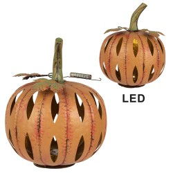 Clayre & Eef Decorazione a LED Zucca Ø 28x34 cm Arancione Ferro