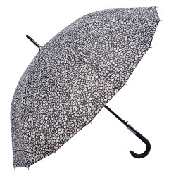 Clayre & Eef Erwachsenen-Regenschirm 60 cm Schwarz Synthetisch Blumen