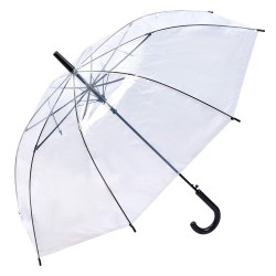 Clayre & Eef Erwachsenen-Regenschirm 56 cm Transparant Kunstleder Metall