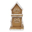 Clayre & Eef Gingerbread house met LED 15 cm Bruin Kunstleer Metaal