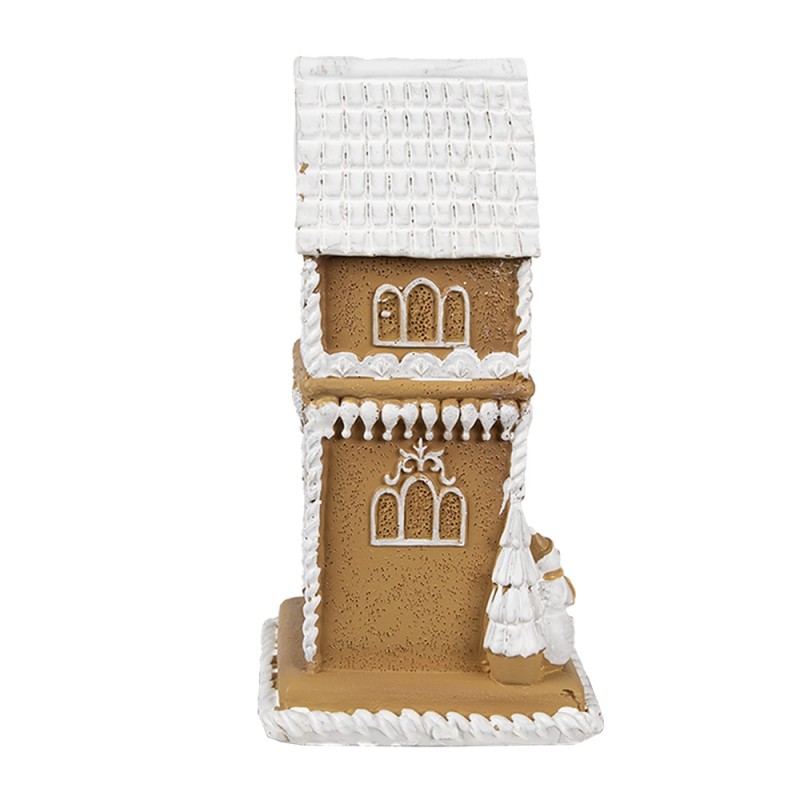 Clayre & Eef Gingerbread house with LED 15 cm Brown Artificial Leather Metal