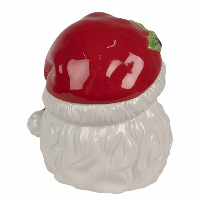 Clayre & Eef Storage Jar Lid Santa Claus 19x18x22 cm White Red Ceramic