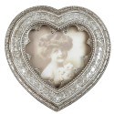 Clayre & Eef Photo Frame Heart  9x9 cm Silver colored Plastic Heart-Shaped