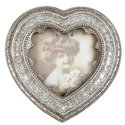 Clayre & Eef Cadre photo Coeur  9x9 cm Couleur argent Plastique En forme de coeur