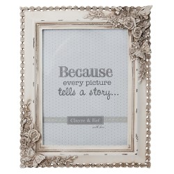 Clayre & Eef Cadre photo 15x20 cm Beige Plastique Rectangle Fleurs