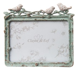 Clayre & Eef Photo Frame 13x9 cm Green Iron Rectangle Bird