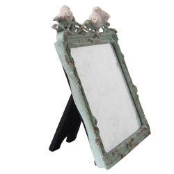 Clayre & Eef Photo Frame 13x9 cm Green Iron Rectangle Bird