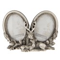 Clayre & Eef Photo Frame 6x8 cm (2) Silver colored Plastic Oval Deer