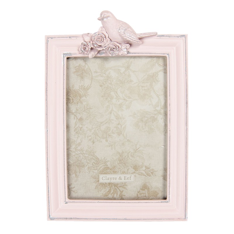 Clayre & Eef Photo Frame 13x18 cm Pink Plastic Rectangle Bird