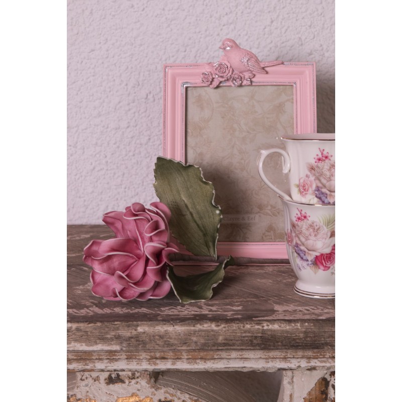 Clayre & Eef Photo Frame 13x18 cm Pink Plastic Rectangle Bird