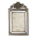 Clayre & Eef Photo Frame 10x15 cm Silver colored Plastic Rectangle Flowers