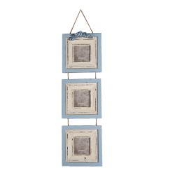 Clayre & Eef Cornice per foto 7x7 cm Blu MDF Fiori