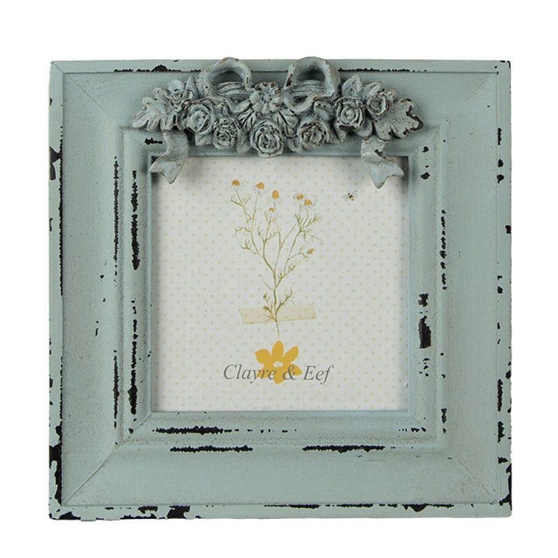 Clayre & Eef Fotolijst  10x10 cm Groen MDF Rechthoek Bloemen