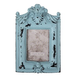 Clayre & Eef Photo Frame 5x8 cm Blue Plastic Rectangle