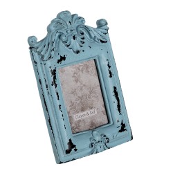 Clayre & Eef Bilderrahmen 5x8 cm Blau Kunststoff Rechteck