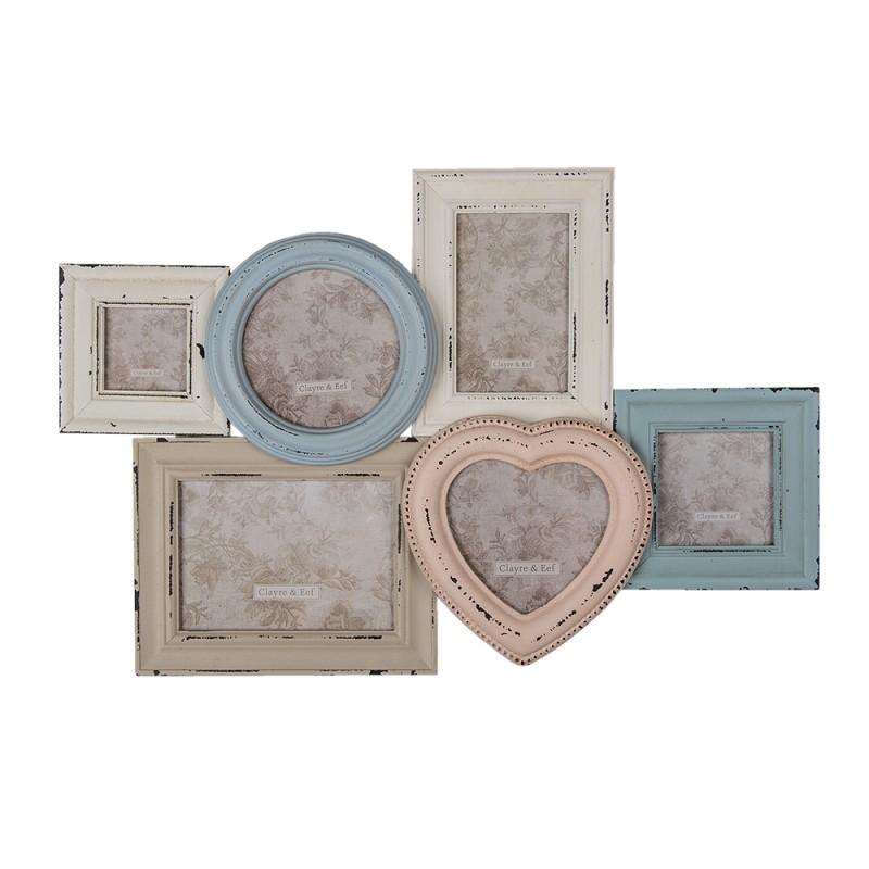 Clayre & Eef Fotolijst  Beige Blauw MDF