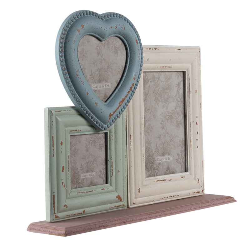 Clayre & Eef Fotolijst  10x10 7x7 10x15 cm Blauw Groen MDF Rechthoek