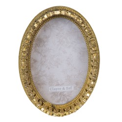 Clayre & Eef Photo Frame 10x15 cm Gold colored Plastic Oval