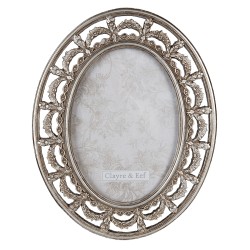 Clayre & Eef Bilderrahmen 13x18 cm Silberfarbig Kunststoff Oval