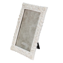 Clayre & Eef Cornice per foto 17x22 cm Bianco Color oro Plastica Rettangolo Fiori