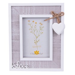 Clayre & Eef Photo Frame 9x13 cm Grey White Wood Love