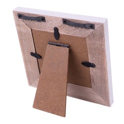 Clayre & Eef Bilderrahmen 7x7 cm Braun Weiß Holz Quadrat