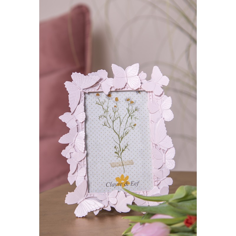 Clayre & Eef Cadre photo 10x15 cm Rose Plastique Verre