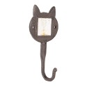 Clayre & Eef Wandhaken Katze 9x5x18 cm Braun Eisen