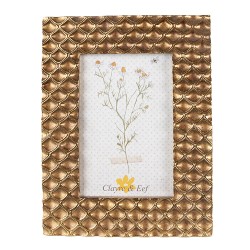 Clayre & Eef Bilderrahmen 10x15 cm Goldfarbig Kunststoff Honigwabe