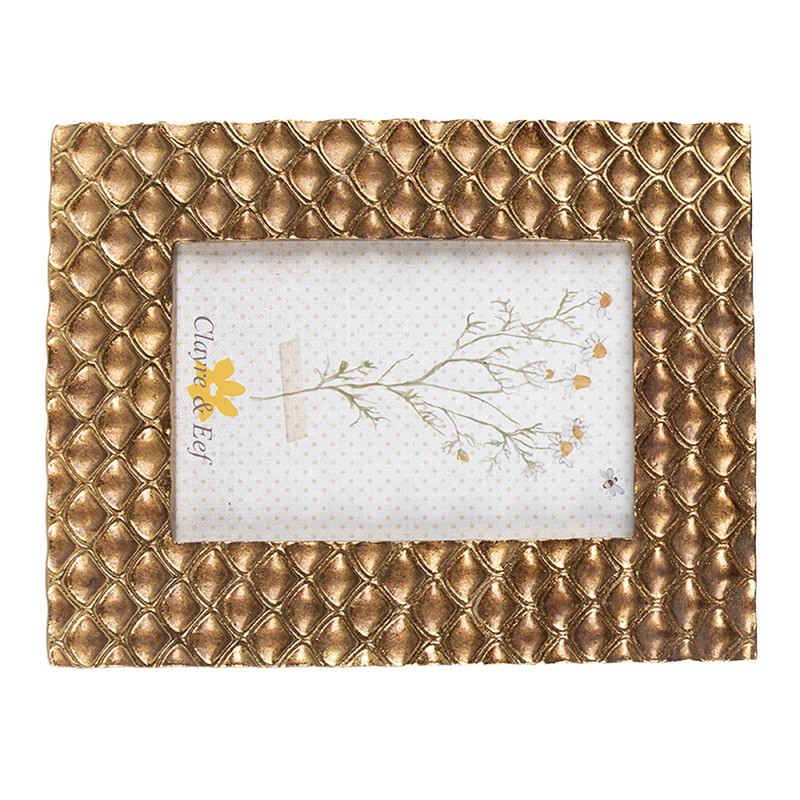 Clayre & Eef Photo Frame 10x15 cm Gold colored Plastic Honeycomb