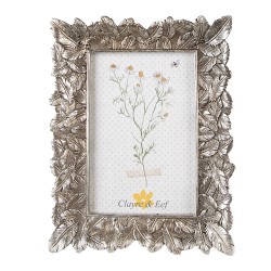 Clayre & Eef Photo Frame 10x15 cm Silver colored Plastic Little Leaves