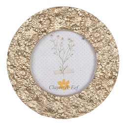 Clayre & Eef Fotolijst  Ø 8 cm Beige Kunststof Glas Rond