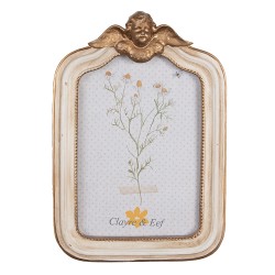 Clayre & Eef Fotolijst  10x15 cm Beige Goudkleurig Kunststof Glas Rechthoek