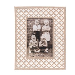 Clayre & Eef Cadre photo 10x15 cm Blanc Marron Bois Verre Rectangle