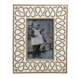 Clayre & Eef Photo Frame 10x15 cm White Beige Glass Wood