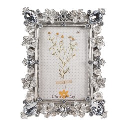 Clayre & Eef Photo Frame 13x18 cm Silver colored Plastic Glass Flowers