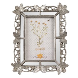 Clayre & Eef Photo Frame 10x15 cm Silver colored Plastic Glass Butterflies