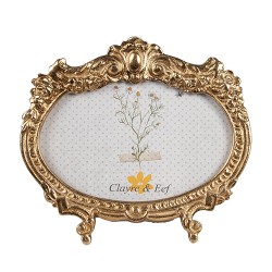 Clayre & Eef Photo Frame 10x15 cm Gold colored Plastic Glass Oval