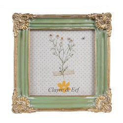 Clayre & Eef Photo Frame 10x10 cm Green Plastic Glass