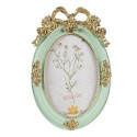 Clayre & Eef Photo Frame 10x15 cm Green Gold colored Plastic Glass Oval