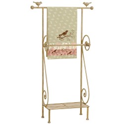 Clayre & Eef Handdoekenrek  55x18x97 cm Beige Bruin Ijzer Rechthoek Vogel