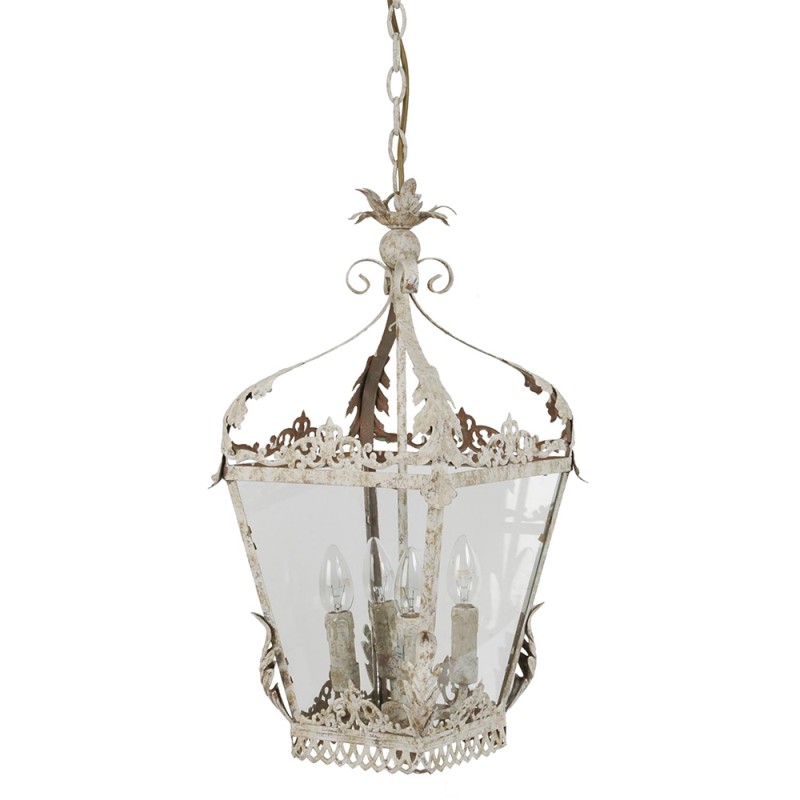 Clayre & Eef Pendant Lamp 29x29x58 cm Beige Iron Glass