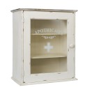 Clayre & Eef Armoire à pharmacie 47x27x55 cm Blanc Bois Verre Rectangle