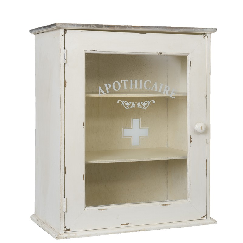 Clayre & Eef Medicine Cabinet 47x27x55 cm White Wood Glass Rectangle