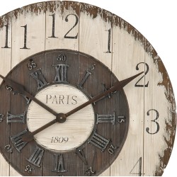 Clayre & Eef Horloge mural Ø 80cm Blanc Bois Plastique Rond